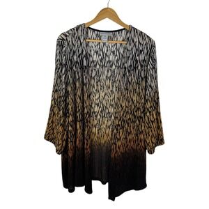 Catherines Open Front Cardigan Size 2X Ombre Animal Print‎ Pleated Lightweight